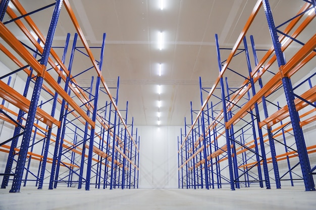 Empty  racks in warehouse industrial