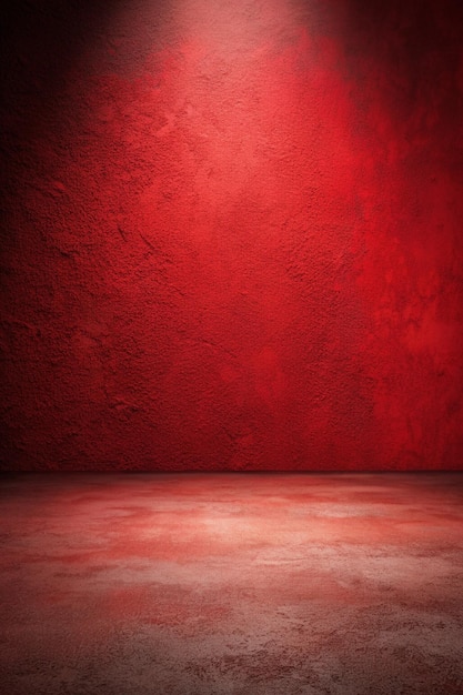 Photo empty red concrete floor and blurred wall backgrounds dark room interior use for product display for presentation and cover banner design