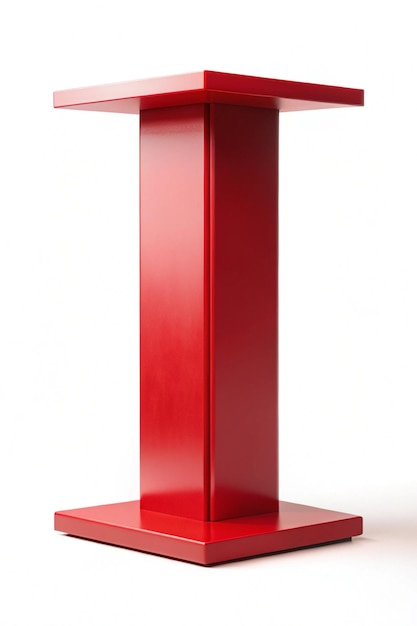 Photo empty red geometric podium isolated on white background