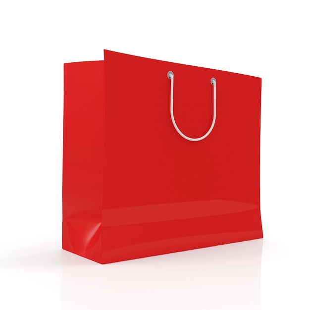 Empty Red Shopping Bag isolated