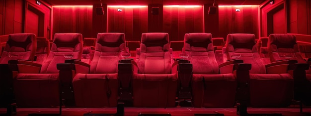 Photo empty red velvet seats in a movie theater