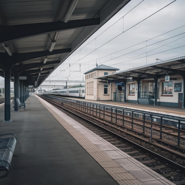 Empty rlroad station platform