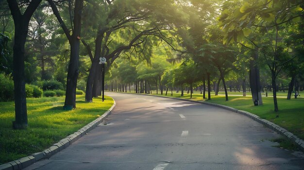 Photo empty road in city park generative ai