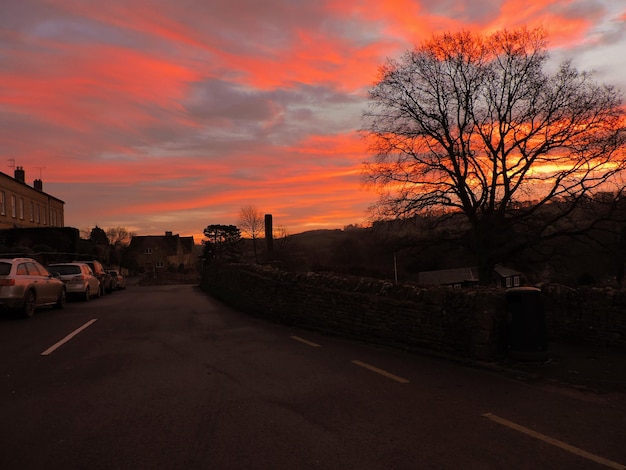 Empty road at sunset