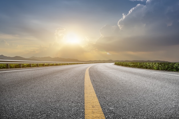 Empty roads, ground and sky, clouds