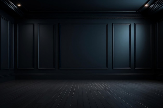 Empty room in dark 4k background and Wallpaper Generative Ai