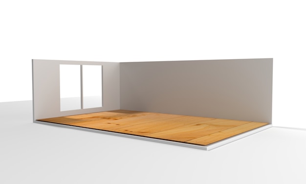 Empty Room Interior White Background. 3d Render Illustration