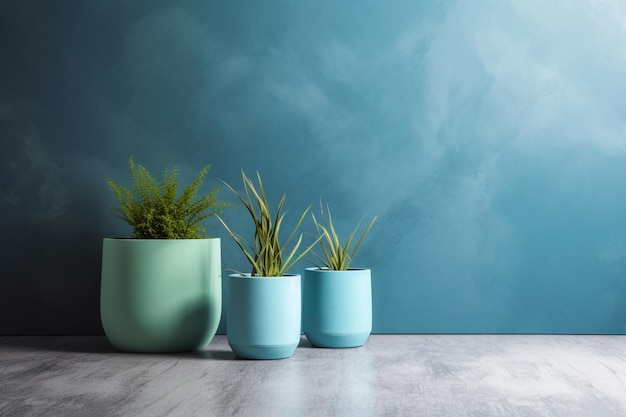 Empty room interior with plants and potted on wooden floor Still life concept