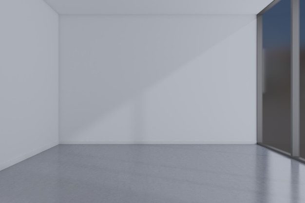 Empty room wall mockup with window light 3d rendering