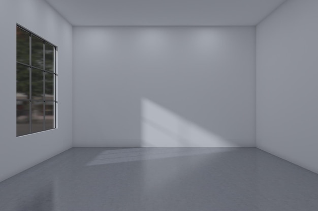 Empty room wall mockup with window light 3d rendering