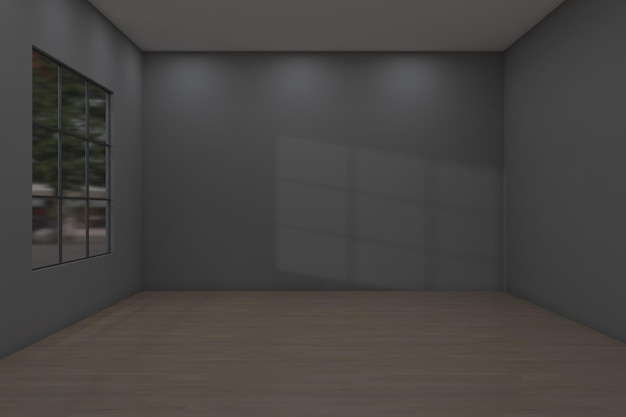 Empty room wall mockup with window light 3d rendering