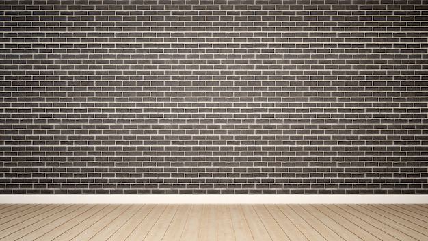 Empty room and white brick wall in apartment or home - 3D Render