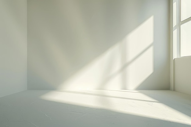 An empty room with bare walls and sunlights through the window with empty space