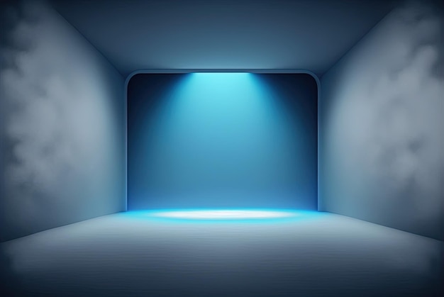 An empty room with a blue light coming from it generative AI