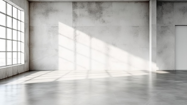 Empty room with concrete wall and sunlight