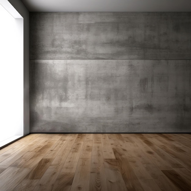 Empty room with concrete wall and wooden floor High quality photo