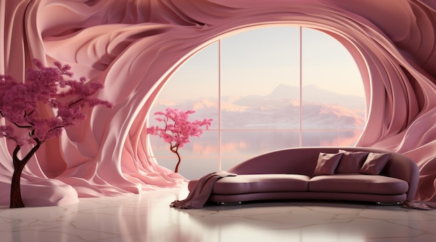 Empty Room with Dreamlike Decorations