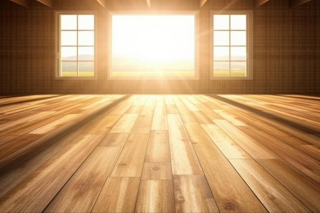 Empty room with natural lighting and wooden flooring Generative AI