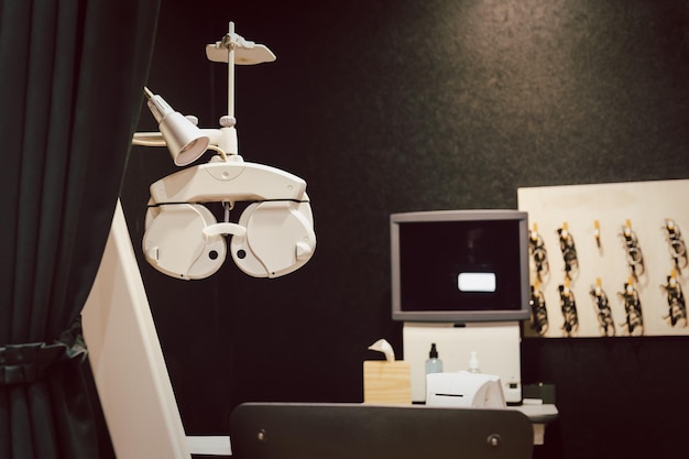 Empty room with special ophthalmology professional equipment in a operating room