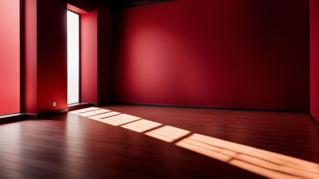 Empty Room with Sunlight streamed in through the window modern Walls and Wooden Floor