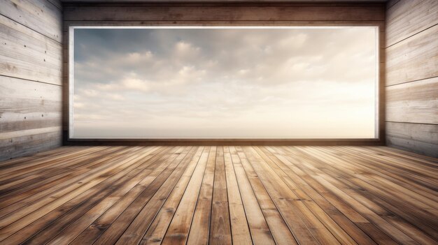 Empty room with a view of the sea and sky