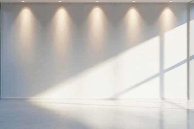 Empty Room with White Wall and Spotlights