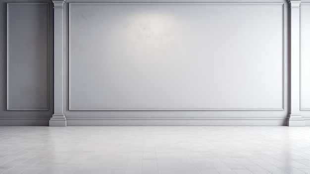 Empty room with white wall and white floor Generative AI