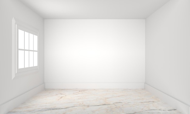 Empty room with whitewashed floating laminate flooring and newly painted white wall in background