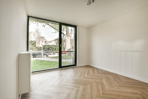 Empty room with window and radiator