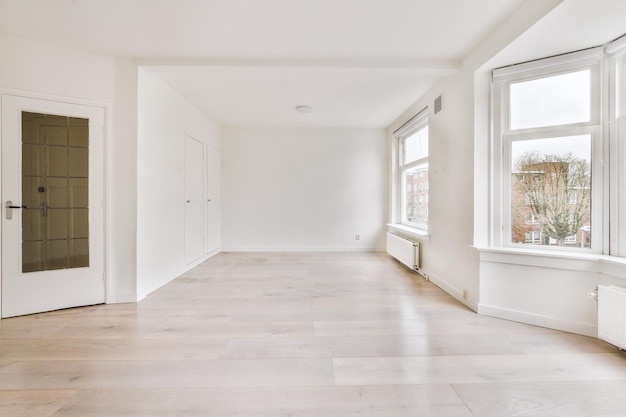 Empty room with window and radiator