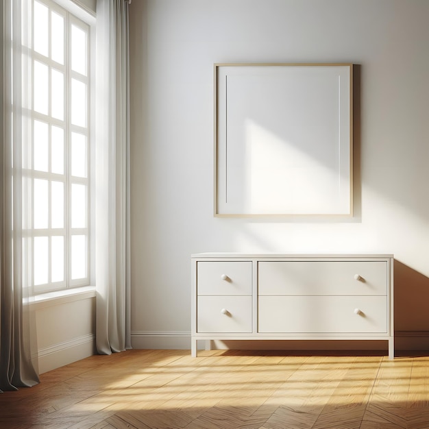 empty room with window and white frame