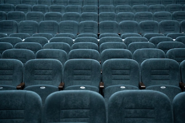 Empty rows of seats in the hall for a large number of people Cinema and theatre hall for watching performances