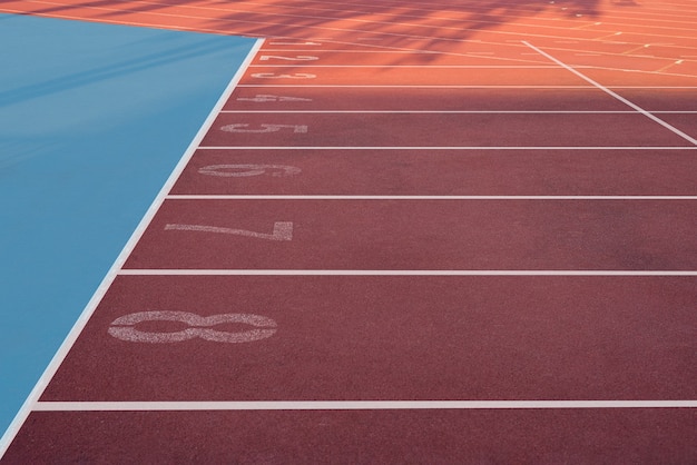 Empty running track in the stadium