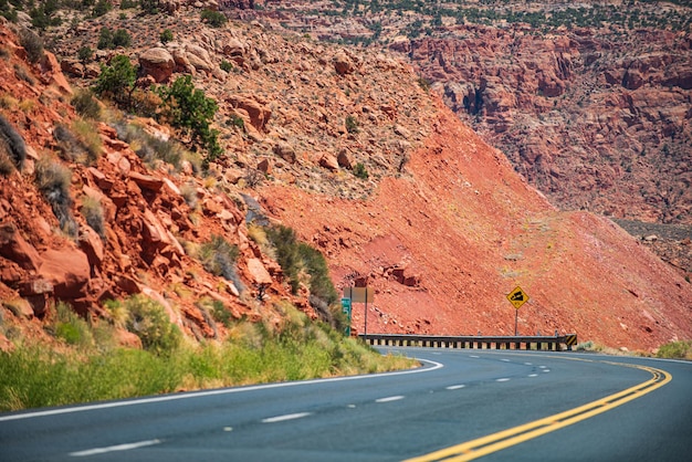 Empty scenic highway in Arizona, USA road.