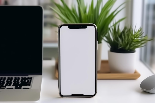 Empty Screen Phone Mockup on the table Ai generated