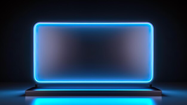 empty screen with neon light frame for display