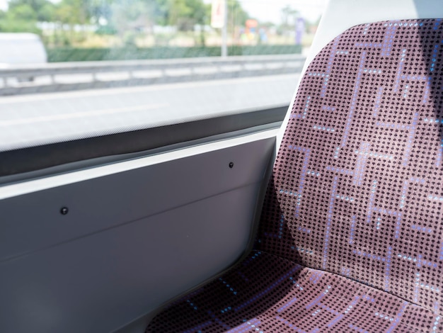 Empty seat inside the passenger bus