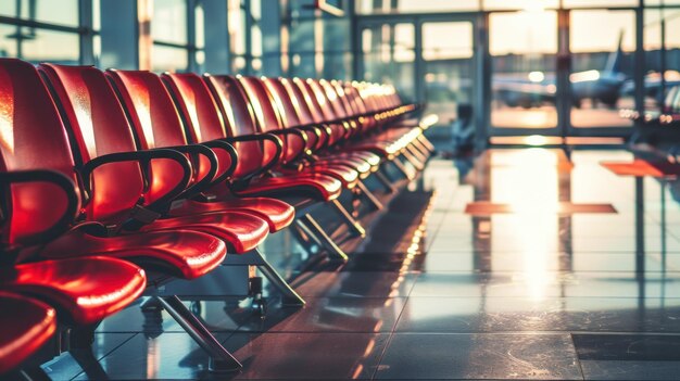 Photo empty seats in airport waiting area