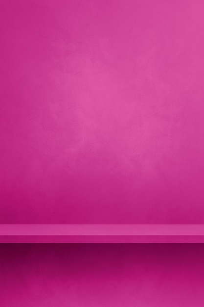 Empty shelf on a pink concrete wall Background template Vertical mockup