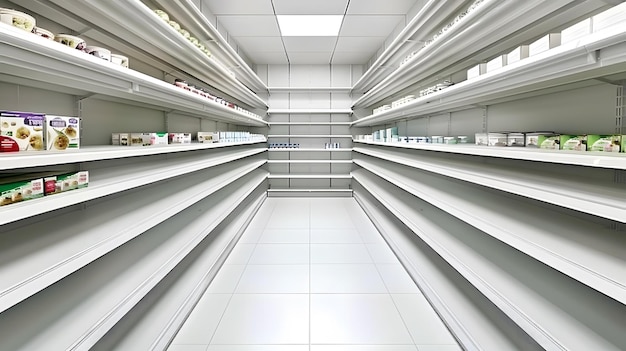 Empty Shelves in a Grocery Store Aisle