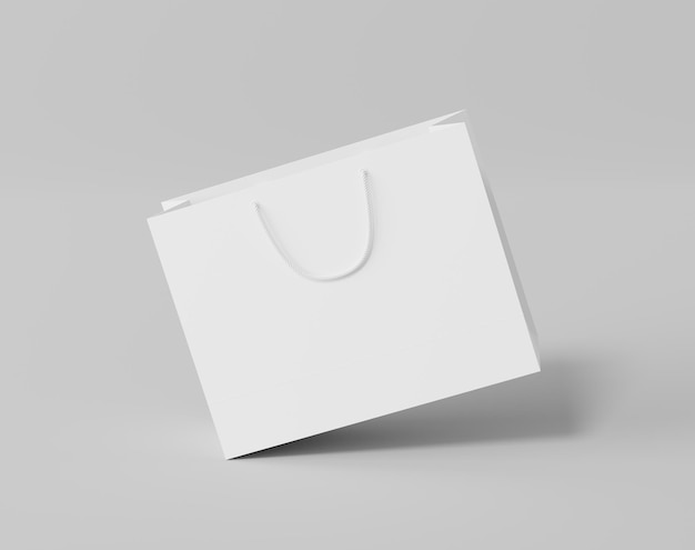 Empty shopping bag for branding white paper bag