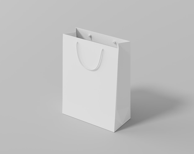 Empty shopping bag for branding white paper bag