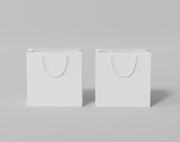 Photo empty shopping bag for branding white paper bag