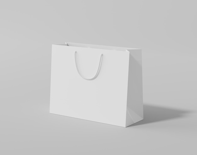 Empty shopping bag for branding white paper bag