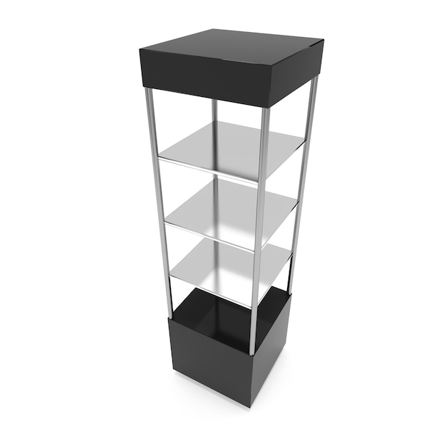 Empty showcase for exhibit 3d render