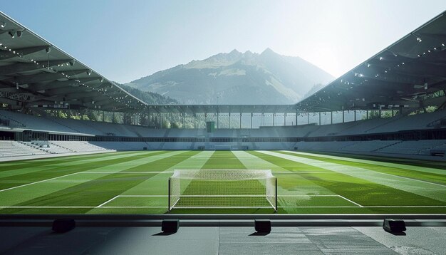 Photo empty soccer stadium with fantasy view