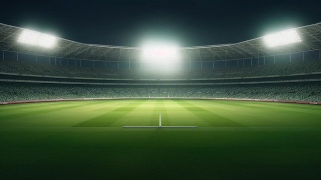 Empty soccer stadium with a white line that says'soccer '