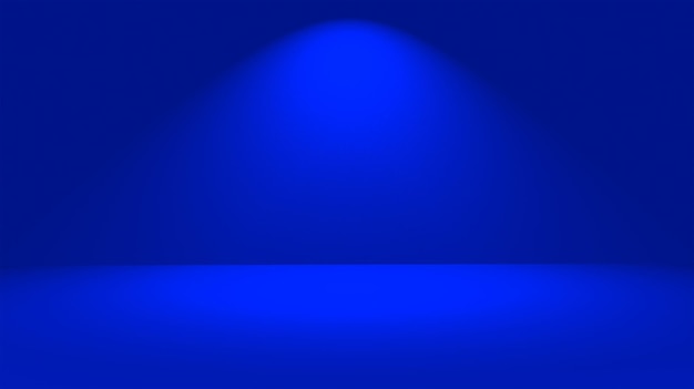 Empty space for product show in blue room with light spot on background.