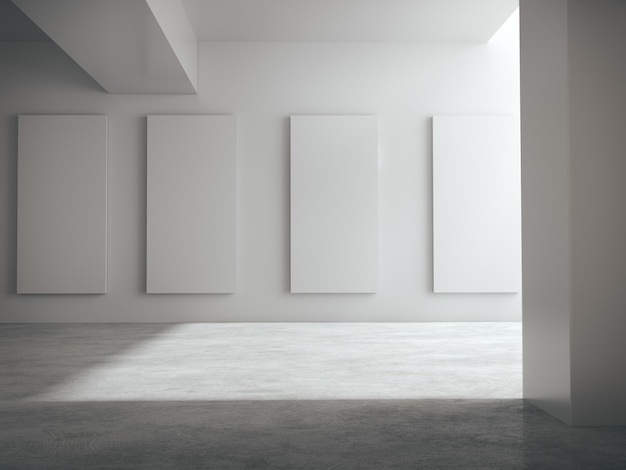 Empty space for product showcase in white room.