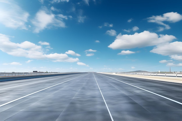 empty space road racing highway driving under the blue sky mock up place Landing page concept AI generate AI generate